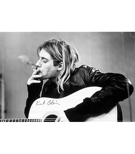 Amazon.com: Heart Rock Kurt Cobain & Guitar Large Fabric Poster